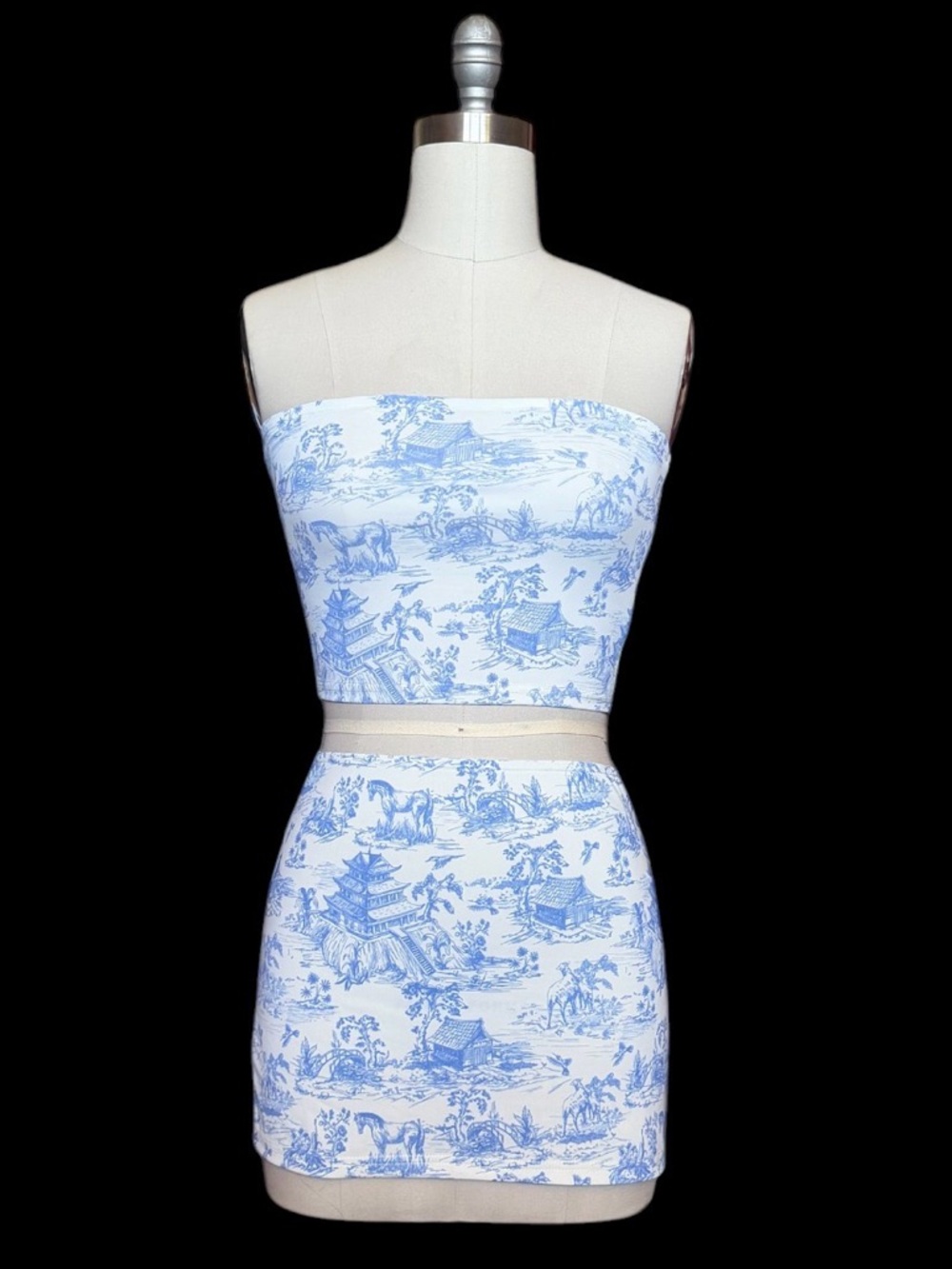 New Edikted Blue and White  Two Piece Women Set